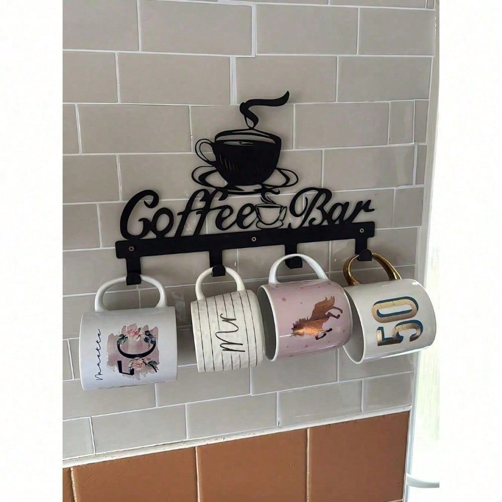 Commercial Kitchen Shelving - Rustic Farmhouse Metal Mug Rack Wall
