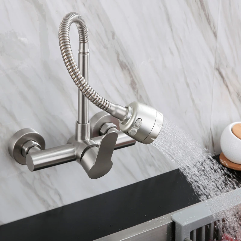 Commercial Kitchen Faucets - 304 Stainless Steel Kitchen Faucet Double