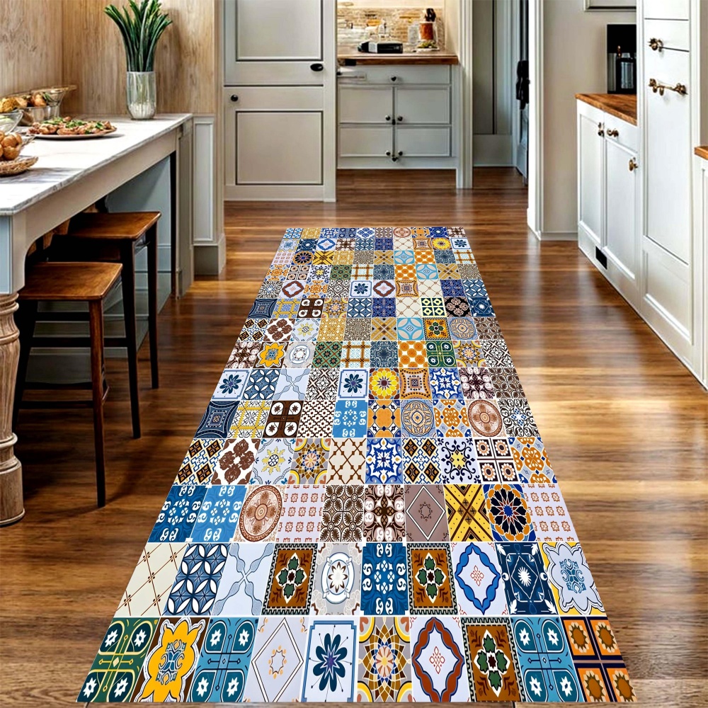 Commercial Kitchen Tile Flooring - Mixed Moroccan Tile Long Runner Rug,vintage