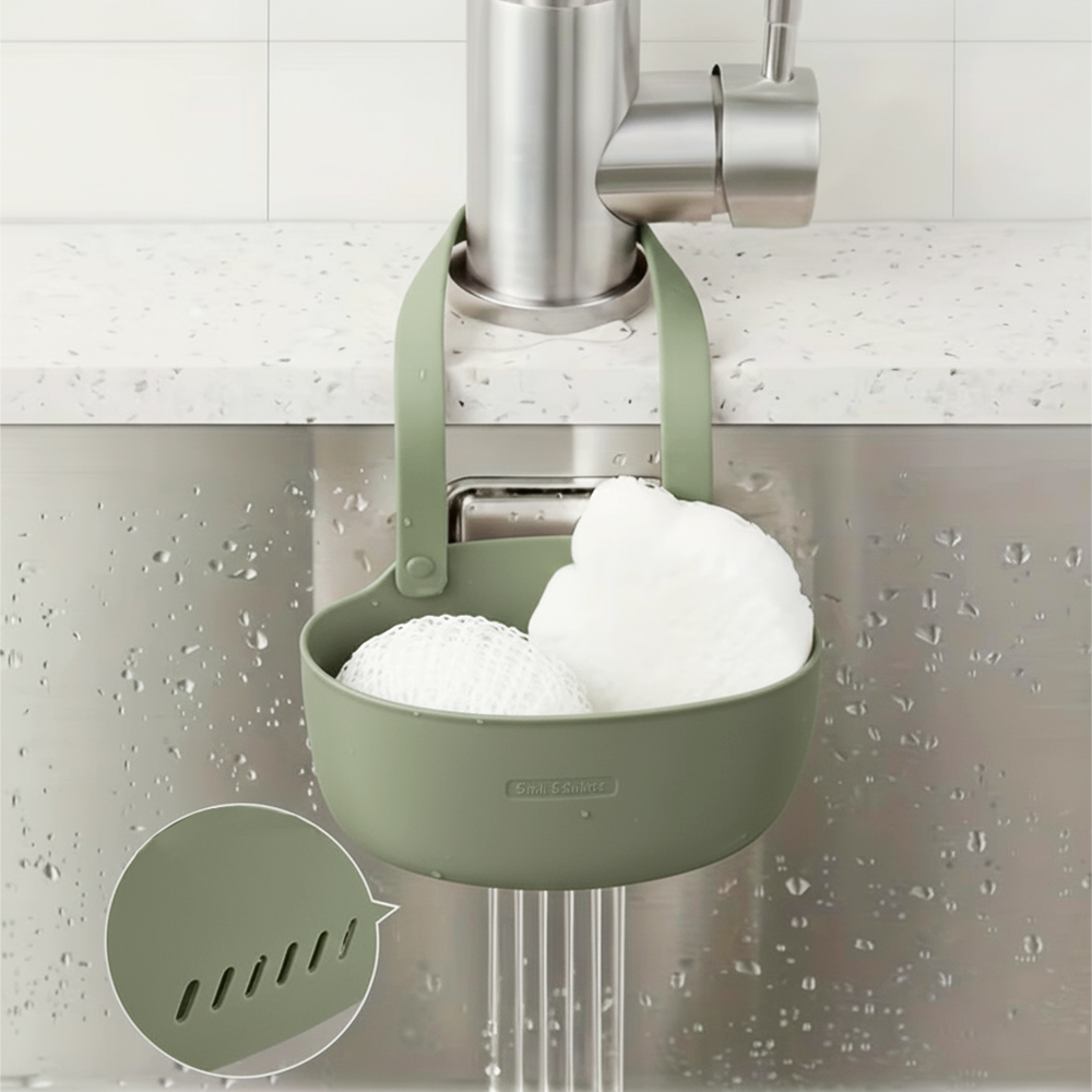Commercial Kitchen Shelving - Hanging Soap Sponge Holder, Double Draining