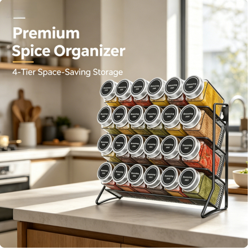 4 Tier Carbon Steel Spice Orga - Commercial Kitchen Shelving reseña y precio