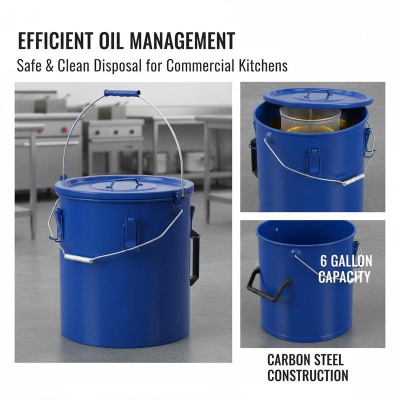 Carbon Steel Oil Storage Pail  - Commercial Kitchen Oil Disposal reseña y precio