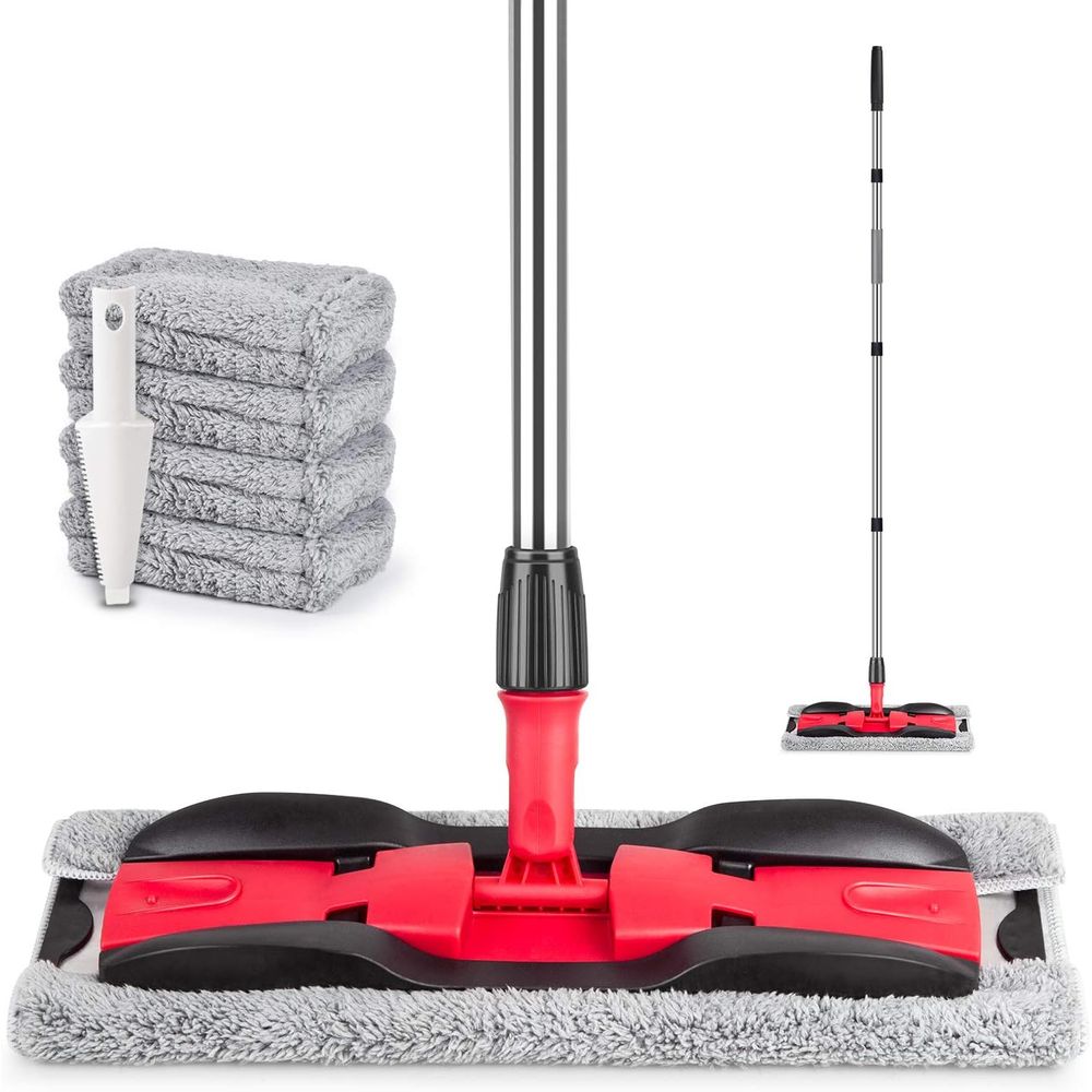 Floor Mop with 4 Washable Pads - Commercial Kitchen Tile Flooring reseña y precio