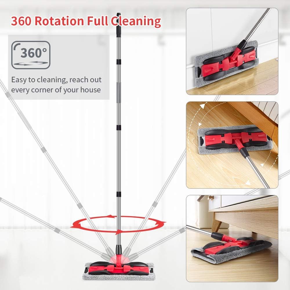 Floor Mop with 4 Washable Pads - Commercial Kitchen Tile Flooring reseña y precio