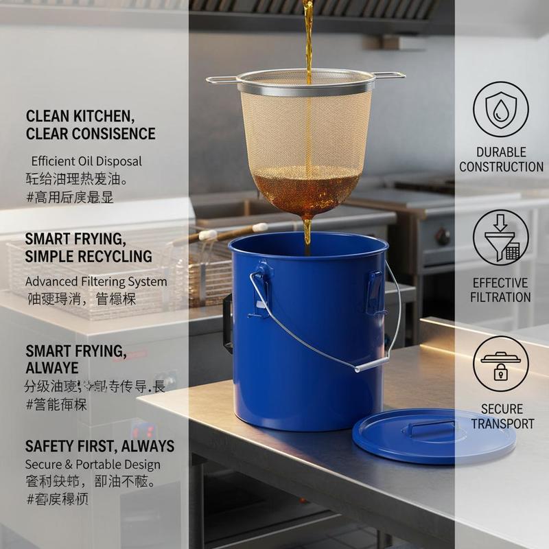 Carbon Steel Oil Storage Pail  - Commercial Kitchen Oil Disposal reseña y precio