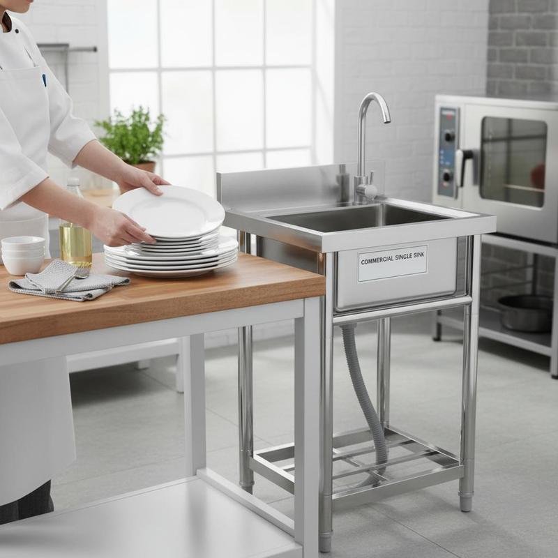 Stainless steel washbasin, fre - Commercial Kitchen Sink reseña y precio