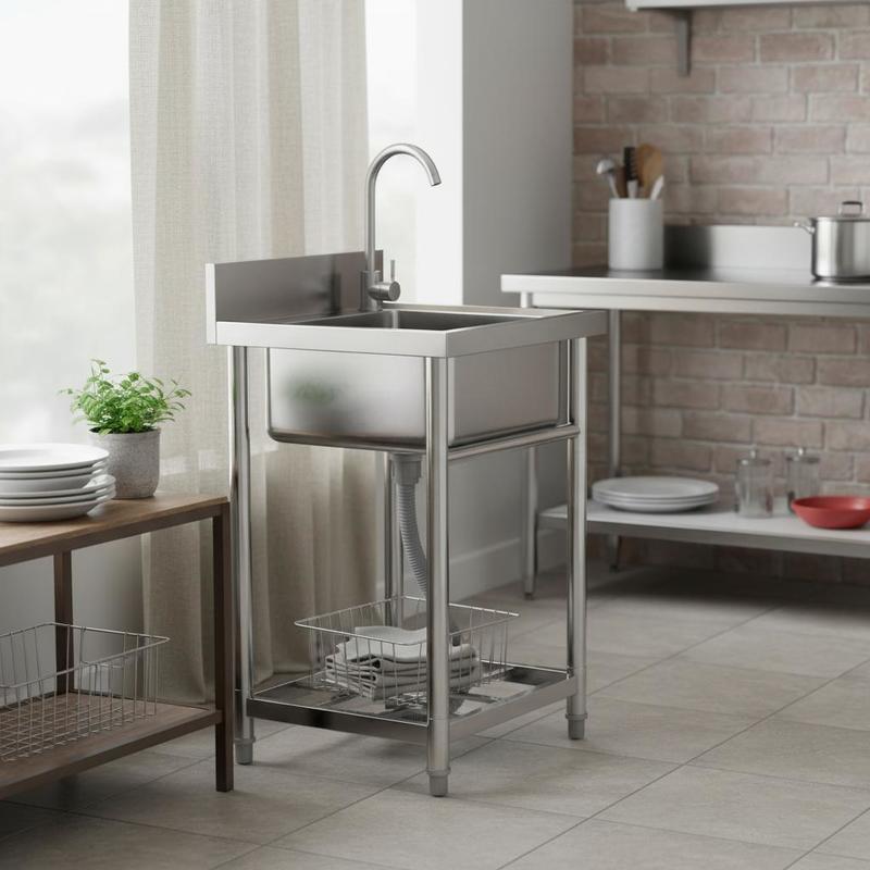 Stainless steel washbasin, fre - Commercial Kitchen Sink reseña y precio