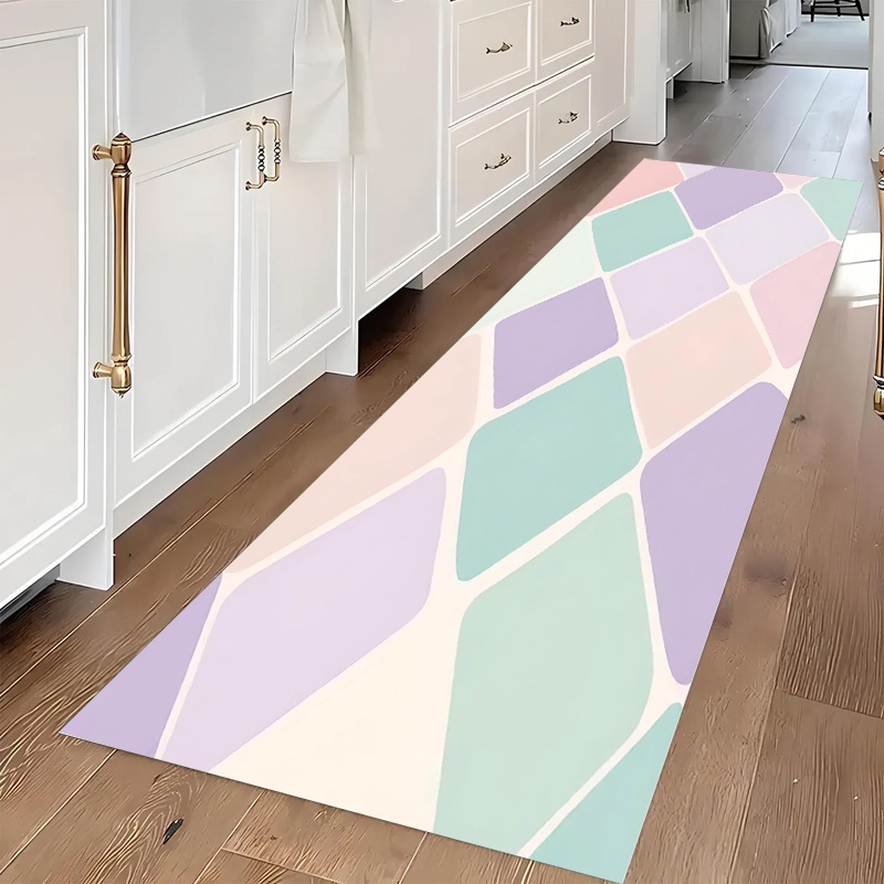 Geometric Tile Runner Rug Anti - Commercial Kitchen Tile Flooring reseña y precio