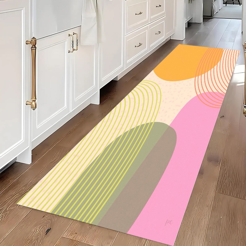 Geometric Tile Runner Rug Anti - Commercial Kitchen Tile Flooring reseña y precio