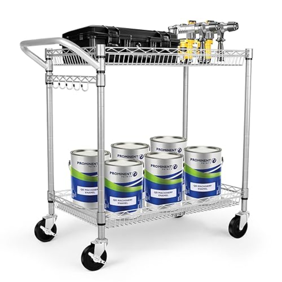 Heavy Duty 2 Tier Rolling Cart - Commercial Kitchen Dimensions reseña y precio